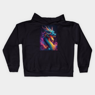 Fierce Dragon Head and Neck with Colour Designs Kids Hoodie